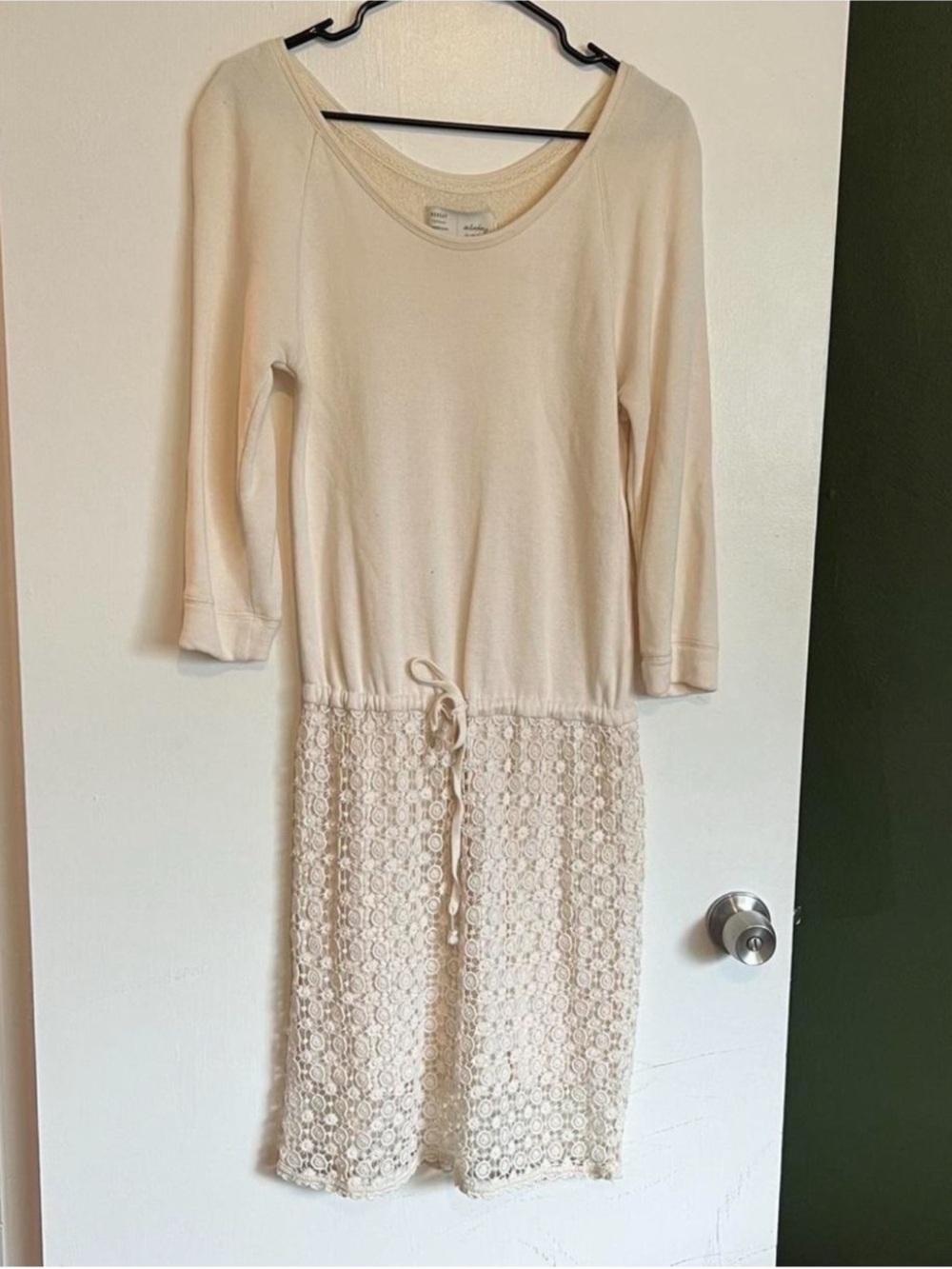 anthropologie saturday sunday cream sweatshirt and lace detail dress 
Size XS